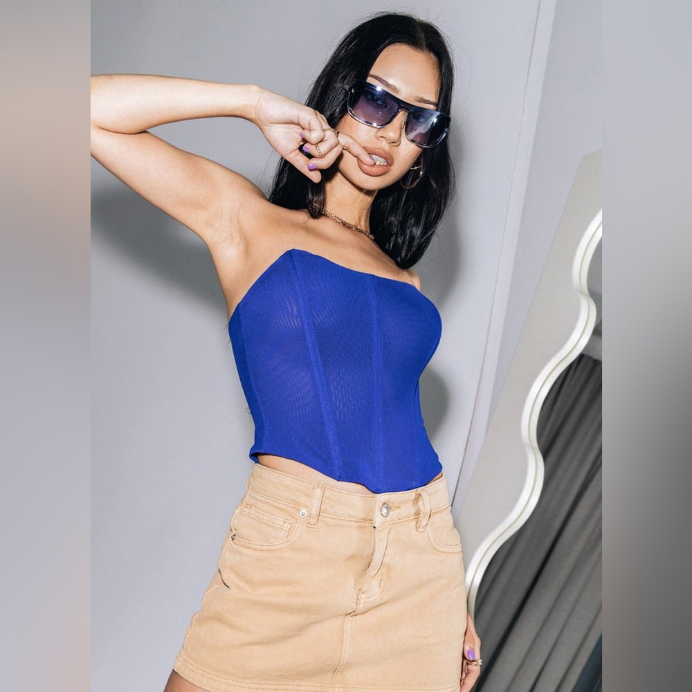 NWOT Princess Polly Royal Blue Azriel Strapless Bustier size 4